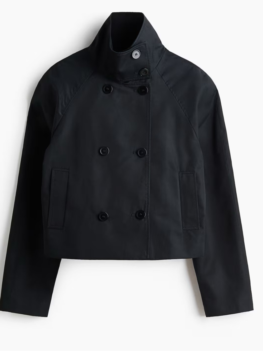 H&M Black Double-Breasted Pea Coat
